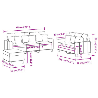 3 Piece Sofa Set with Cushions Dark Grey Fabric Payday Deals