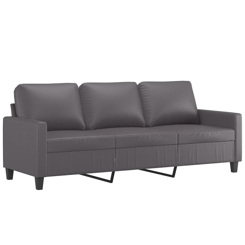 3 Piece Sofa Set with Cushions Grey Faux Leather Payday Deals