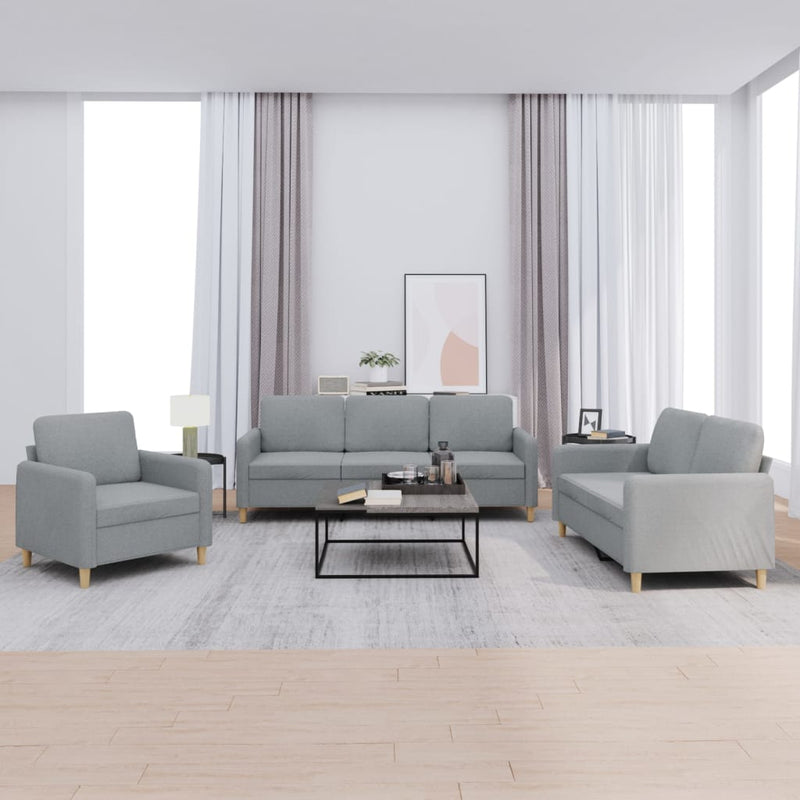3 Piece Sofa Set with Cushions Light Grey Fabric Payday Deals