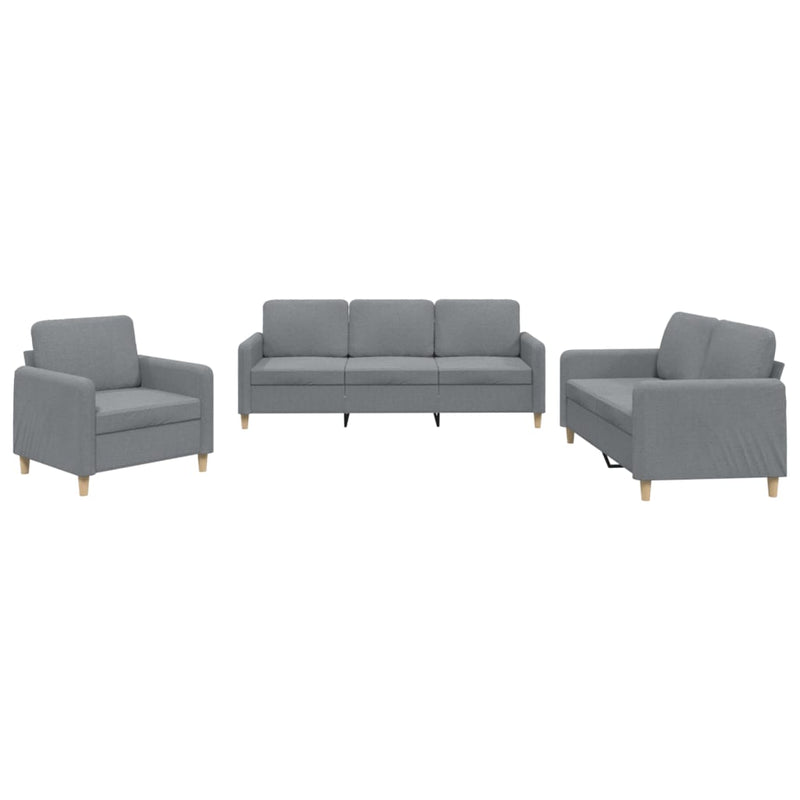 3 Piece Sofa Set with Cushions Light Grey Fabric Payday Deals