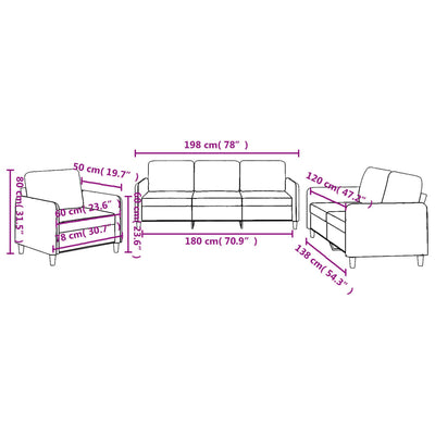 3 Piece Sofa Set with Cushions Light Grey Fabric Payday Deals