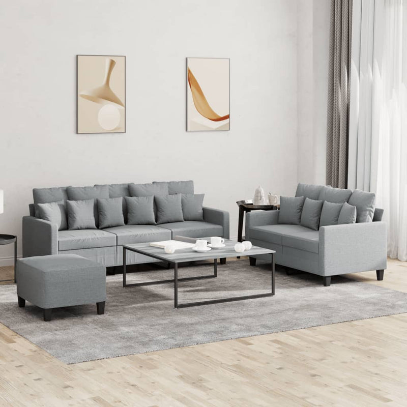 3 Piece Sofa Set with Cushions Light Grey Fabric Payday Deals