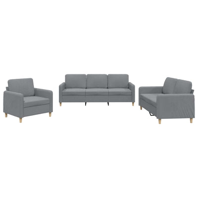 3 Piece Sofa Set with Cushions Light Grey Fabric Payday Deals