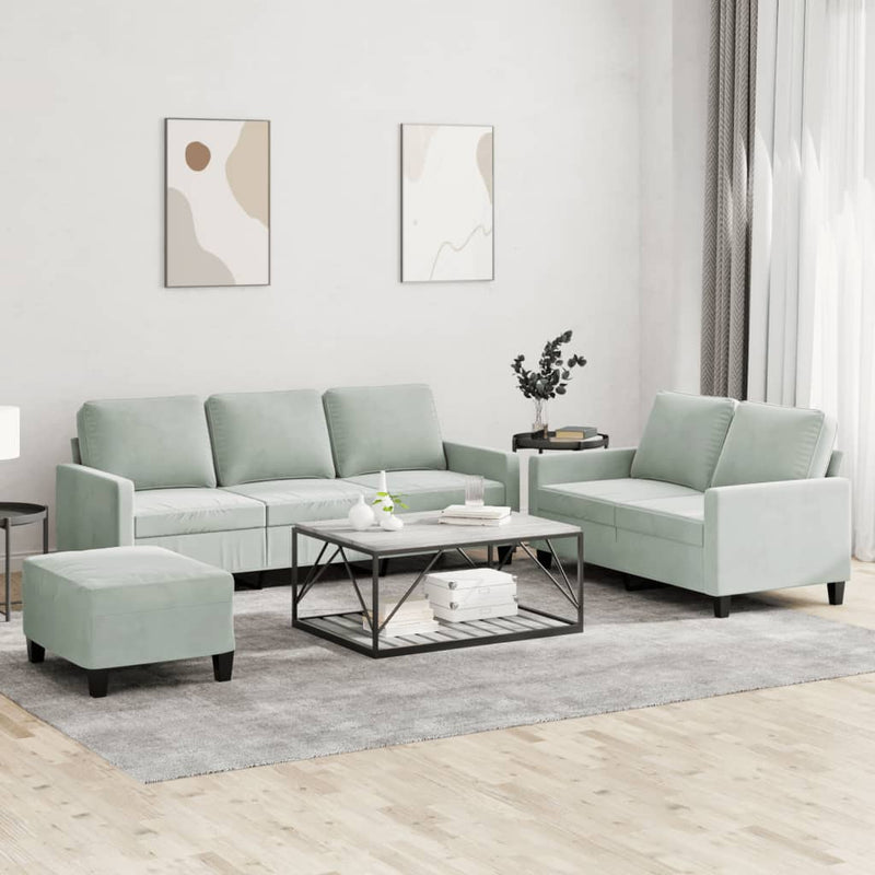 3 Piece Sofa Set with Cushions Light Grey Velvet Payday Deals