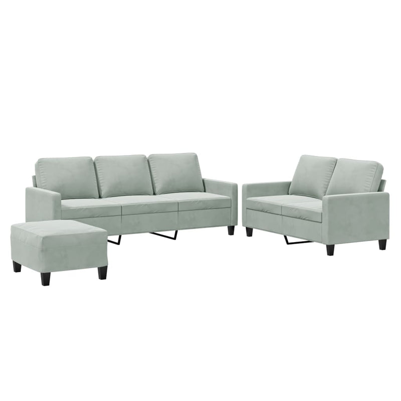 3 Piece Sofa Set with Cushions Light Grey Velvet Payday Deals