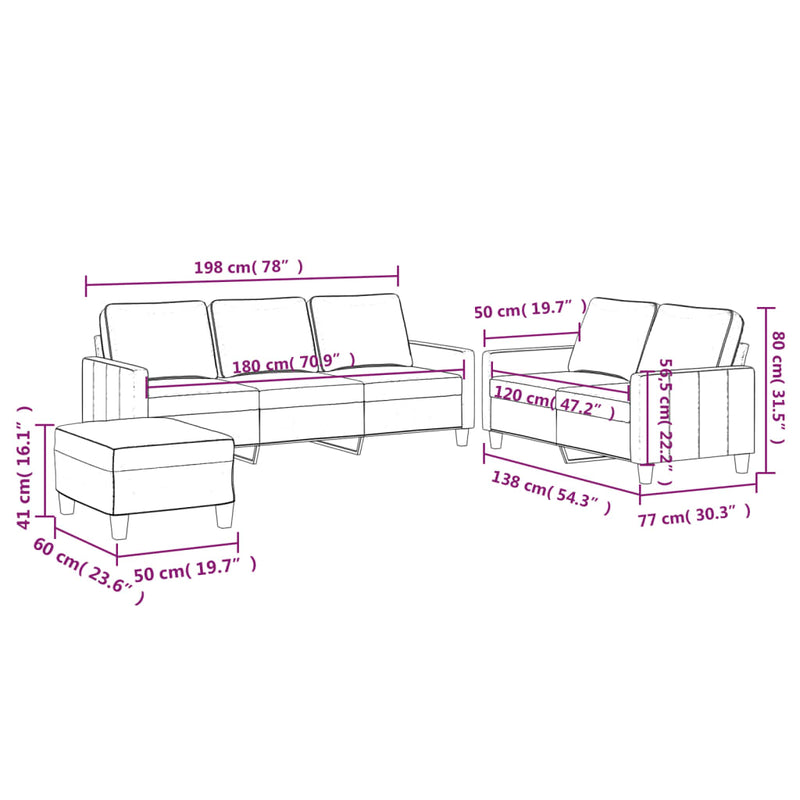 3 Piece Sofa Set with Cushions Light Grey Velvet Payday Deals