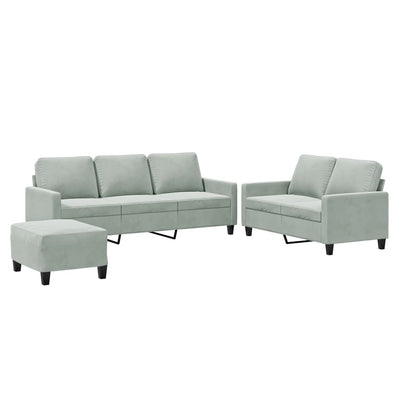 3 Piece Sofa Set with Cushions Light Grey Velvet Payday Deals