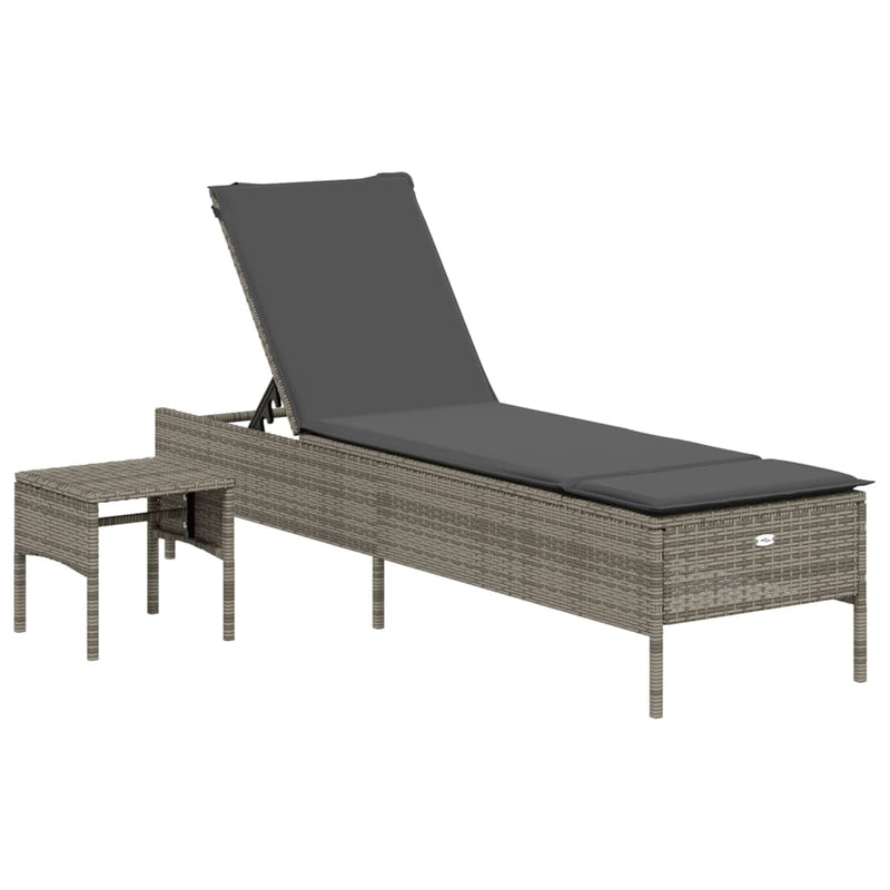 3 Piece Sun Lounger Set with Cushion Grey Poly Rattan Payday Deals