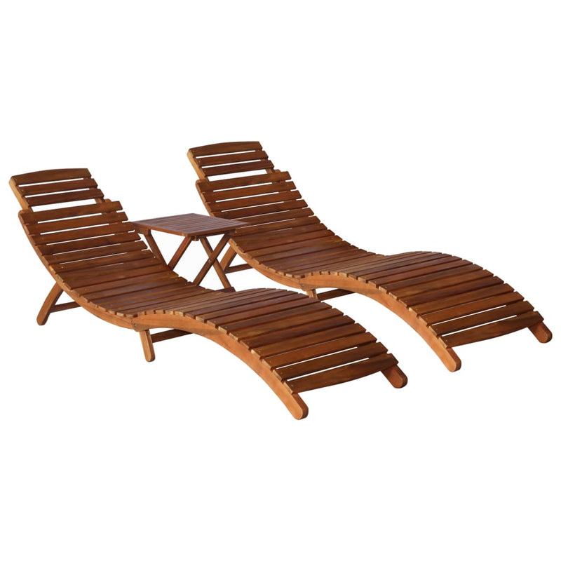 3 Piece Sunlounger with Tea Table Solid Wood Acacia Payday Deals