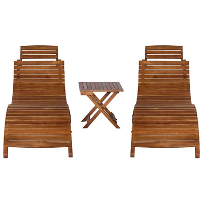 3 Piece Sunlounger with Tea Table Solid Wood Acacia Payday Deals