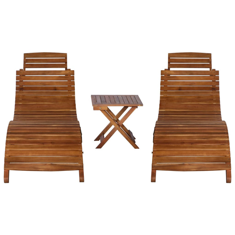 3 Piece Sunlounger with Tea Table Solid Wood Acacia Payday Deals