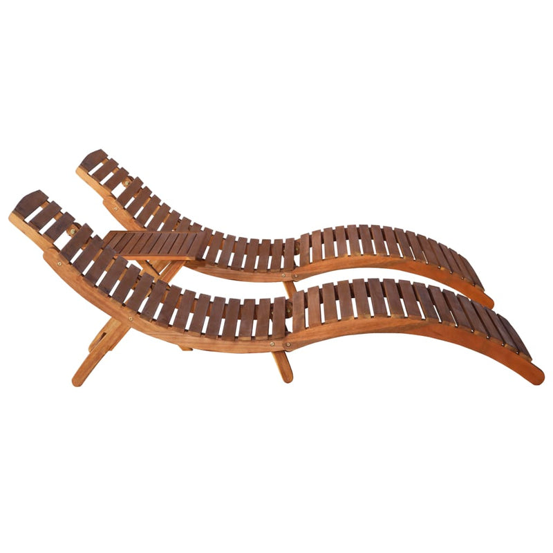 3 Piece Sunlounger with Tea Table Solid Wood Acacia Payday Deals