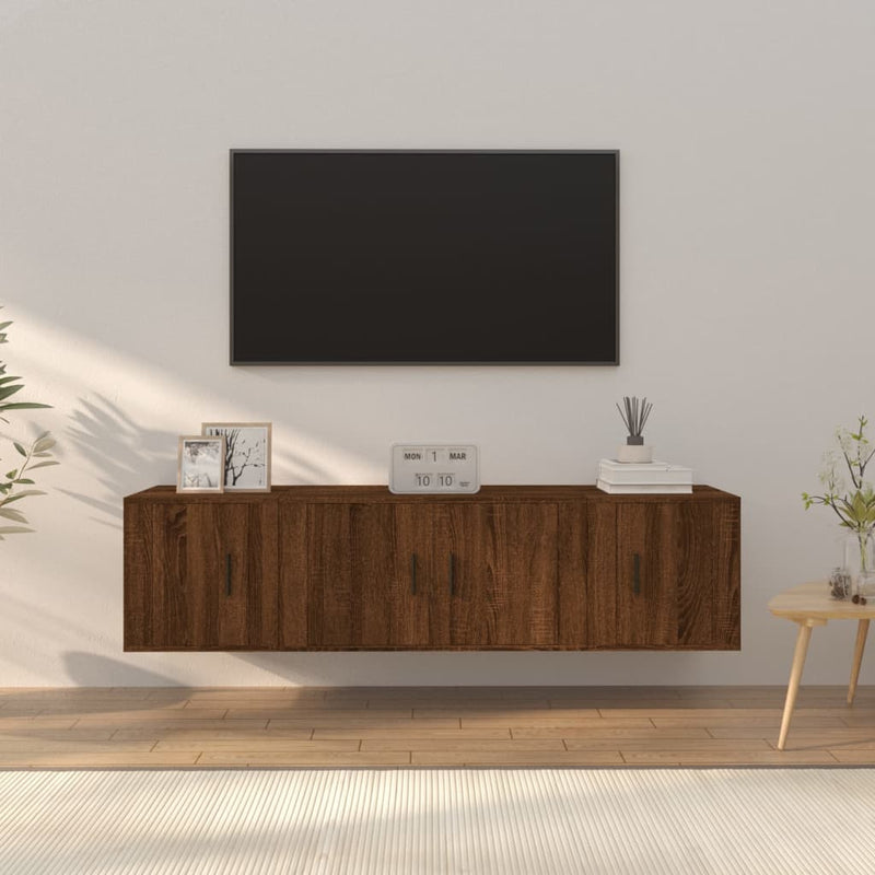 3 Piece TV Cabinet Set Brown Oak Engineered Wood Payday Deals