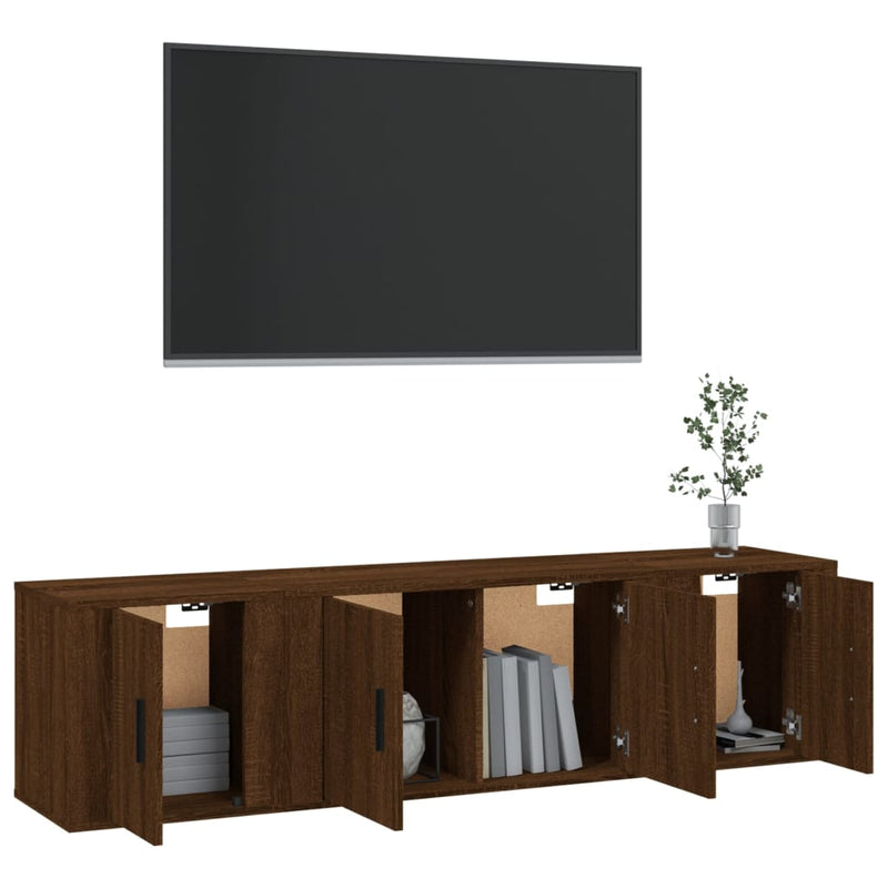 3 Piece TV Cabinet Set Brown Oak Engineered Wood Payday Deals