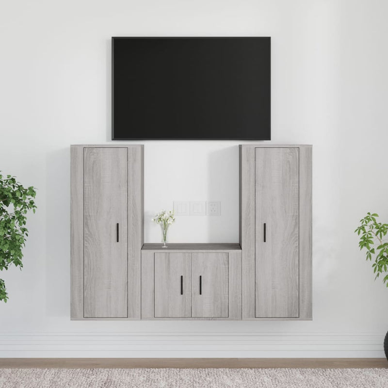 3 Piece TV Cabinet Set Grey Sonoma Engineered Wood Payday Deals