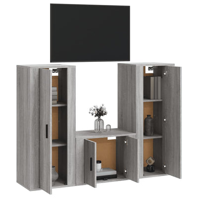 3 Piece TV Cabinet Set Grey Sonoma Engineered Wood Payday Deals