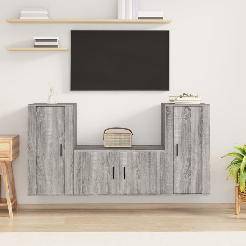 3 Piece TV Cabinet Set Grey Sonoma Engineered Wood Payday Deals