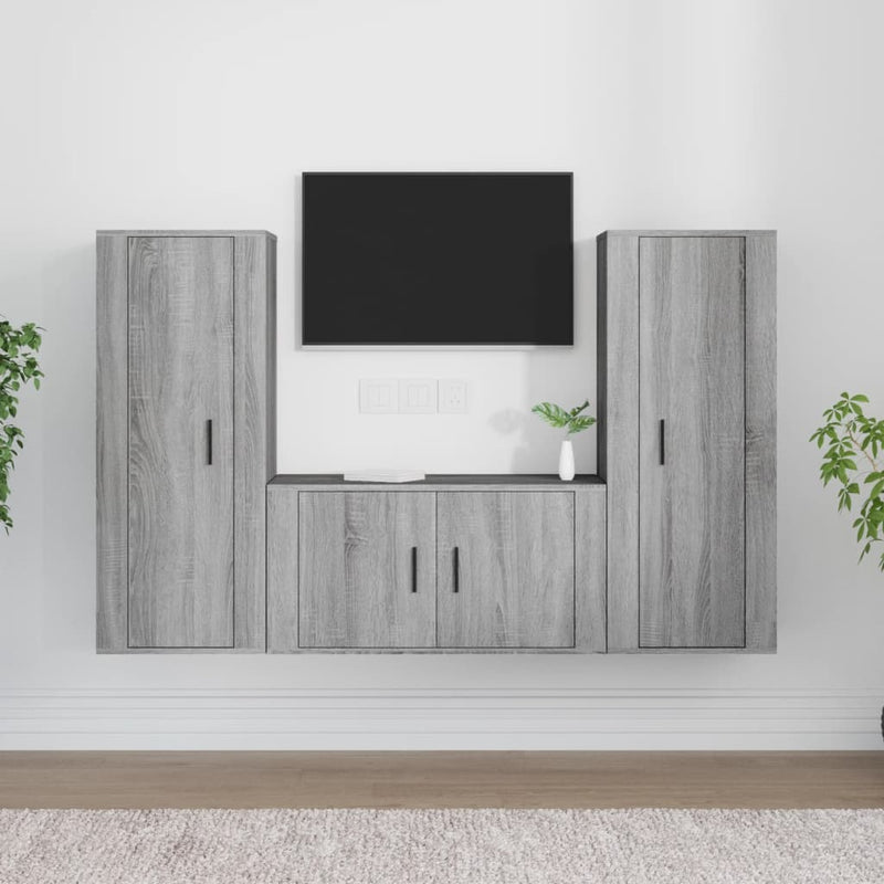 3 Piece TV Cabinet Set Grey Sonoma Engineered Wood Payday Deals