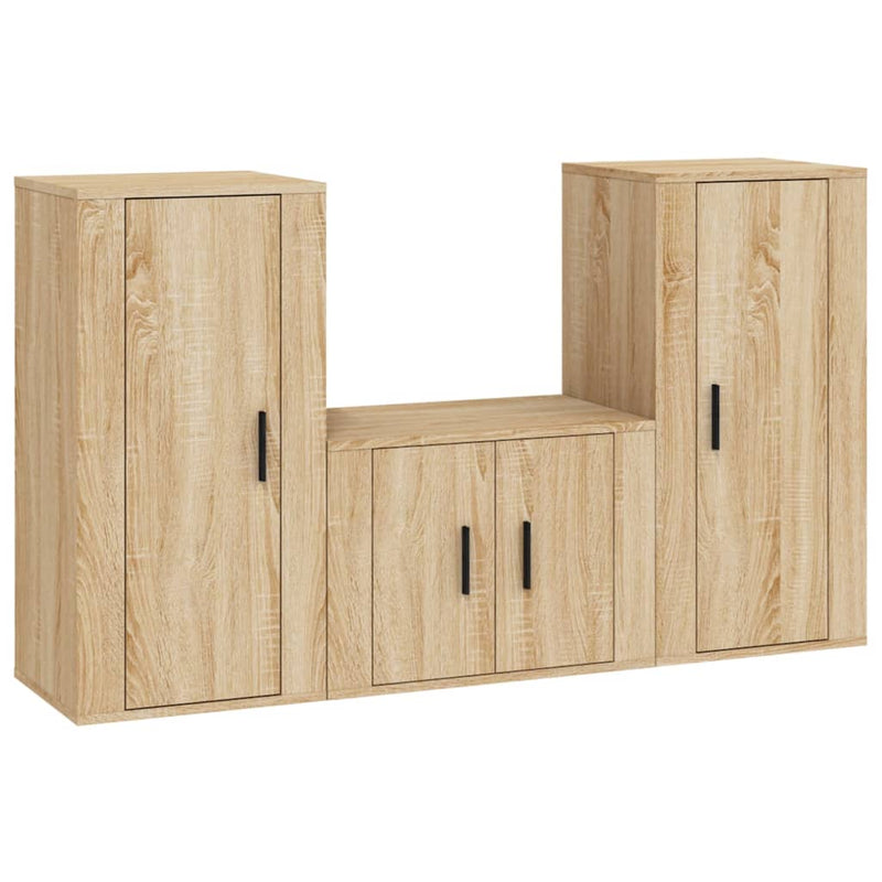3 Piece TV Cabinet Set Sonoma Oak Engineered Wood Payday Deals