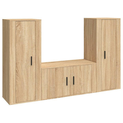 3 Piece TV Cabinet Set Sonoma Oak Engineered Wood Payday Deals