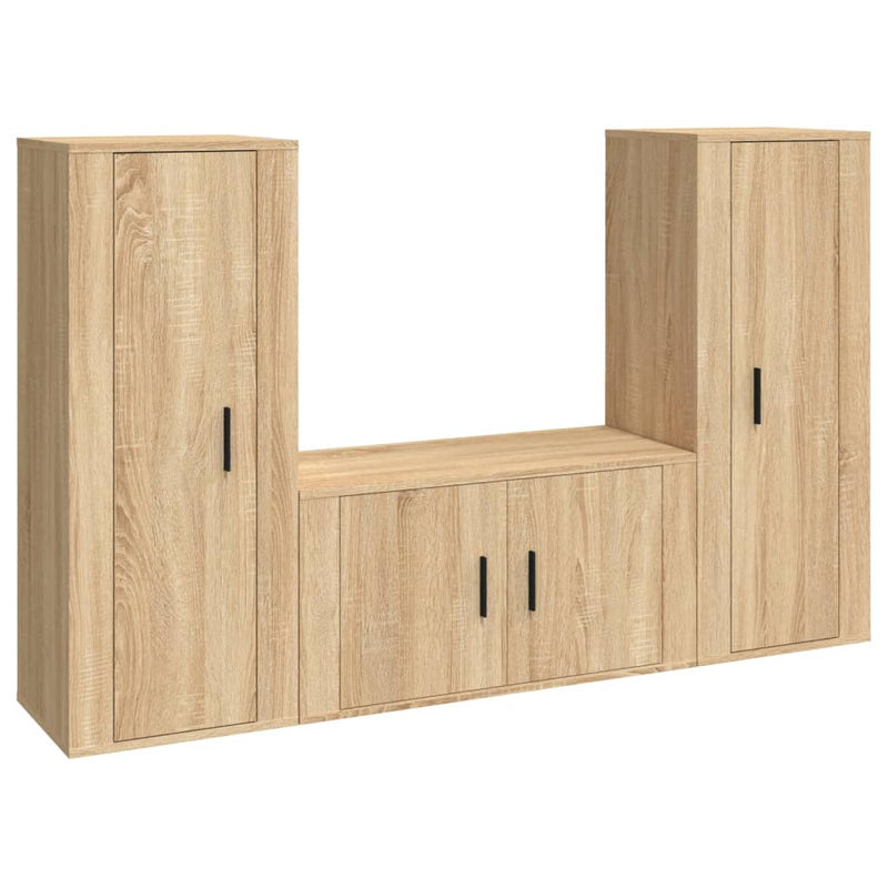3 Piece TV Cabinet Set Sonoma Oak Engineered Wood Payday Deals