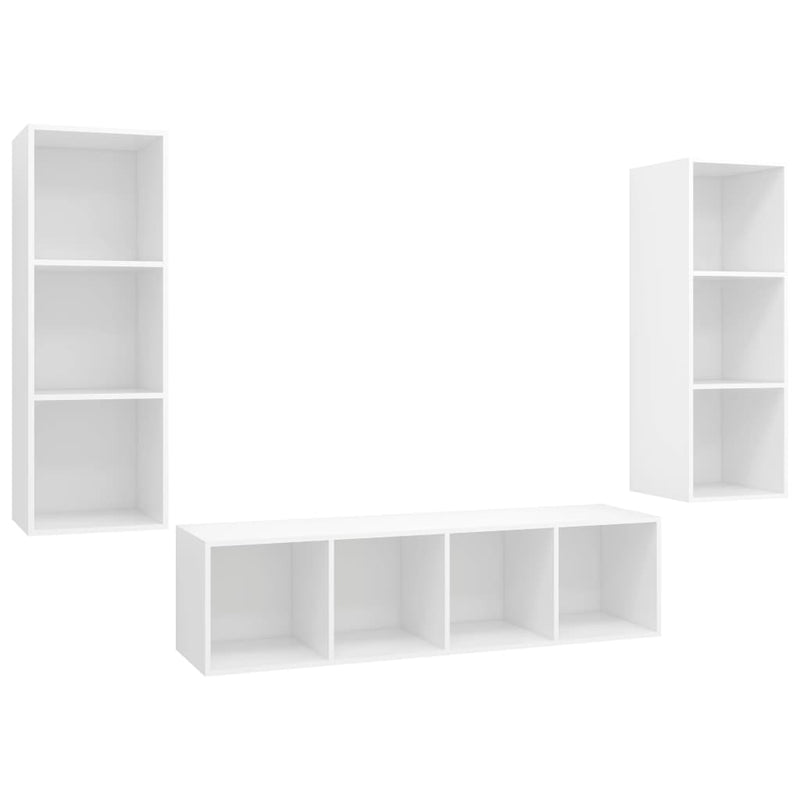 3 Piece TV Cabinet Set White Engineered Wood Payday Deals