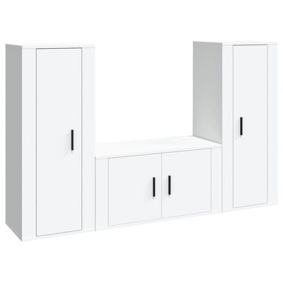 3 Piece TV Cabinet Set White Engineered Wood Payday Deals