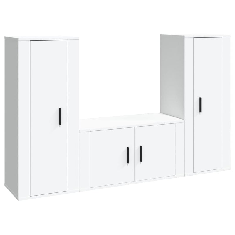 3 Piece TV Cabinet Set White Engineered Wood Payday Deals