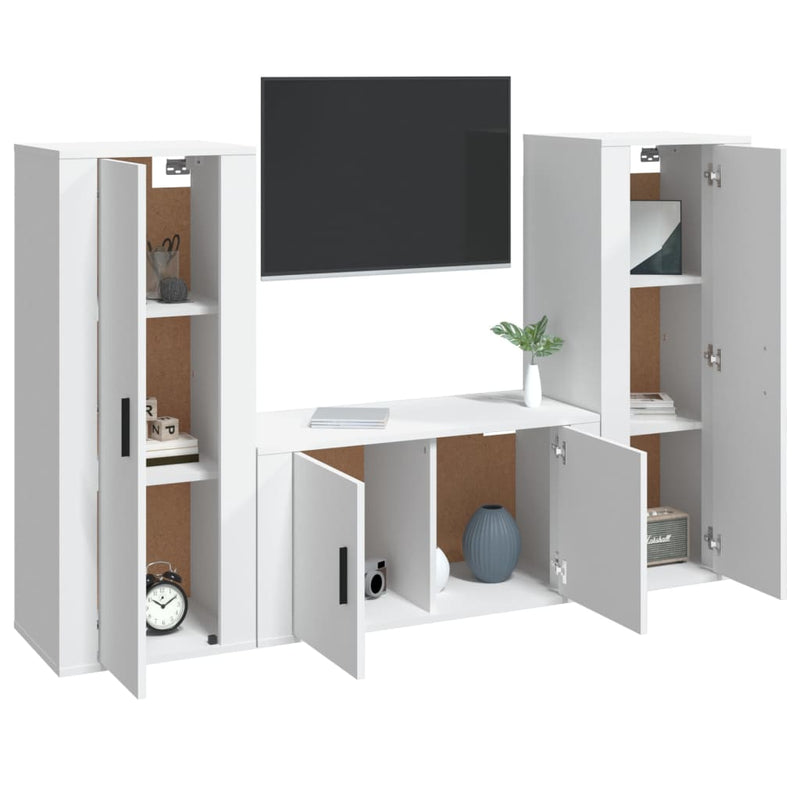 3 Piece TV Cabinet Set White Engineered Wood Payday Deals