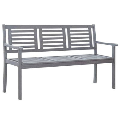 3-Seater Garden Bench with Cushion 150 cm Grey Eucalyptus Wood Payday Deals