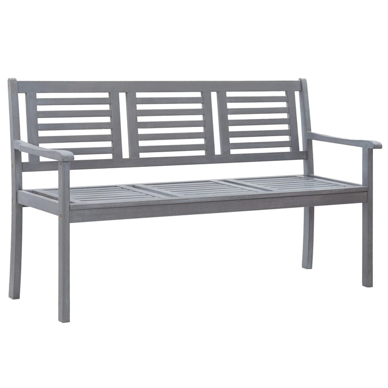 3-Seater Garden Bench with Cushion 150 cm Grey Eucalyptus Wood Payday Deals