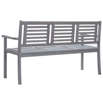 3-Seater Garden Bench with Cushion 150 cm Grey Eucalyptus Wood Payday Deals