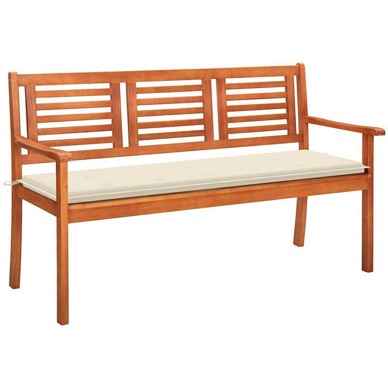 3-Seater Garden Bench with Cushion 150 cm Solid Eucalyptus Wood Payday Deals