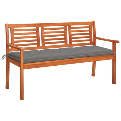3-Seater Garden Bench with Cushion 150 cm Solid Eucalyptus Wood Payday Deals