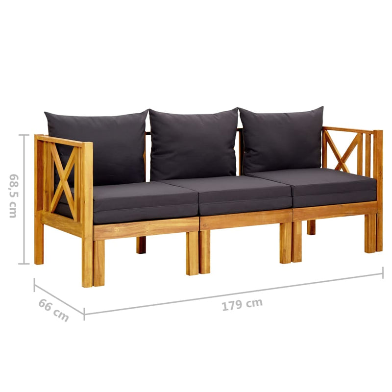 3-Seater Garden Bench with Cushions 179 cm Solid Acacia Wood Payday Deals