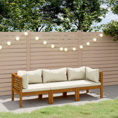 3-Seater Garden Sofa with Cream Cushion Solid Acacia Wood Payday Deals