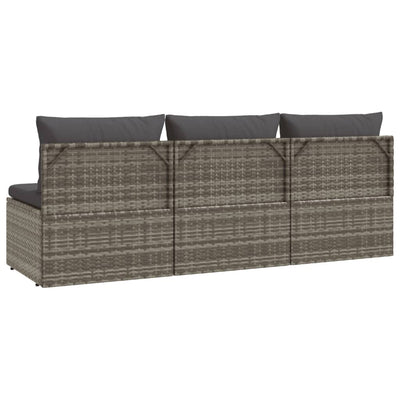3-Seater Garden Sofa with Cushions Grey Poly Rattan Payday Deals