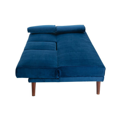 3 Seater Sofa Bed Couch with Cup Holder Velvet Navy Payday Deals