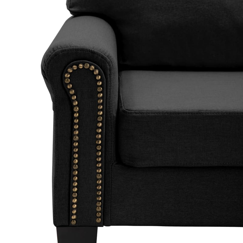 3-Seater Sofa Black Fabric Payday Deals