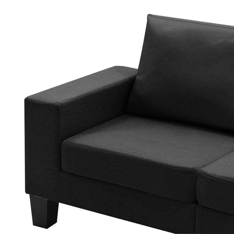 3-Seater Sofa Black Fabric Payday Deals