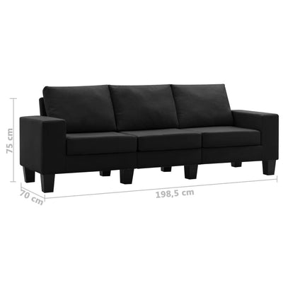 3-Seater Sofa Black Fabric Payday Deals