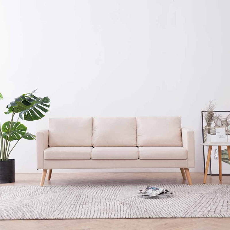 3-Seater Sofa Fabric Cream Payday Deals