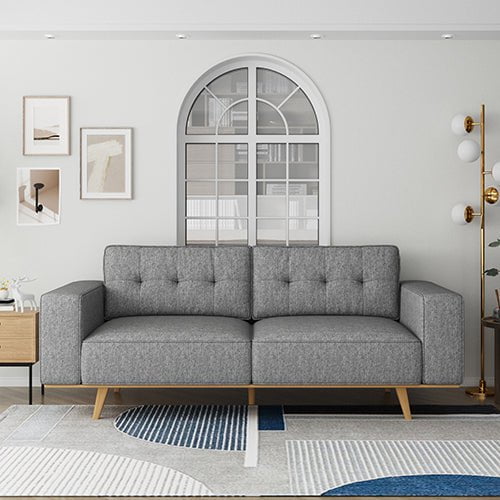 3 Seater Sofa Fabric Upholstery Grey Colour Pocket Spring Wooden Frame Payday Deals