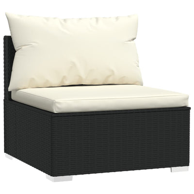3-Seater Sofa with Cushions Black Poly Rattan Payday Deals