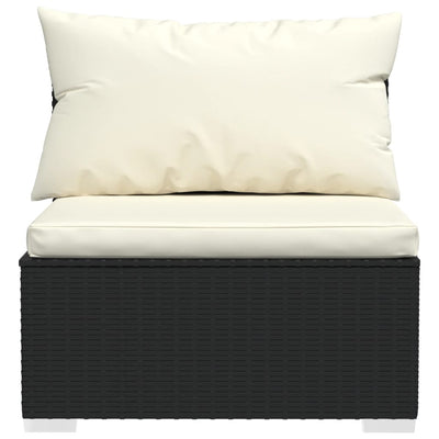 3-Seater Sofa with Cushions Black Poly Rattan Payday Deals