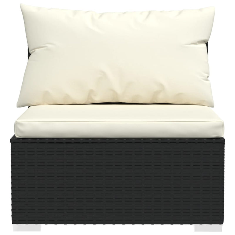 3-Seater Sofa with Cushions Black Poly Rattan Payday Deals