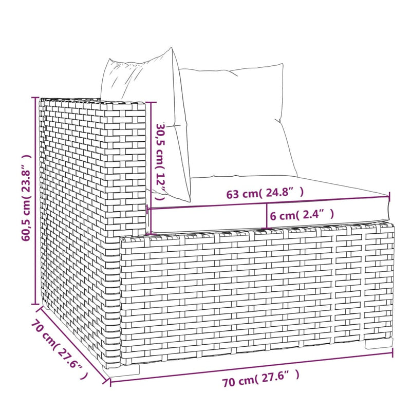 3-Seater Sofa with Cushions Black Poly Rattan Payday Deals