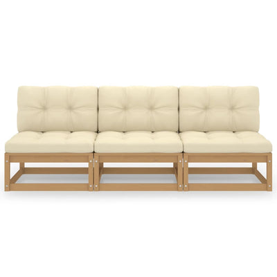 3-Seater Sofa with Cushions Solid Pinewood Payday Deals