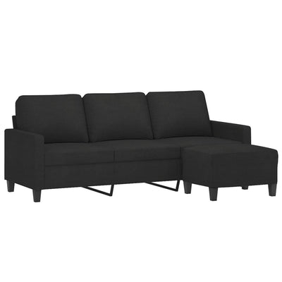 3-Seater Sofa with Footstool Black 180 cm Fabric Payday Deals