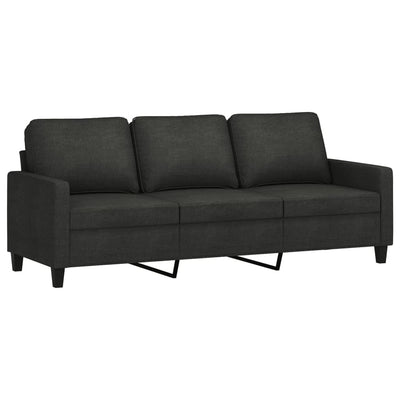 3-Seater Sofa with Footstool Black 180 cm Fabric Payday Deals
